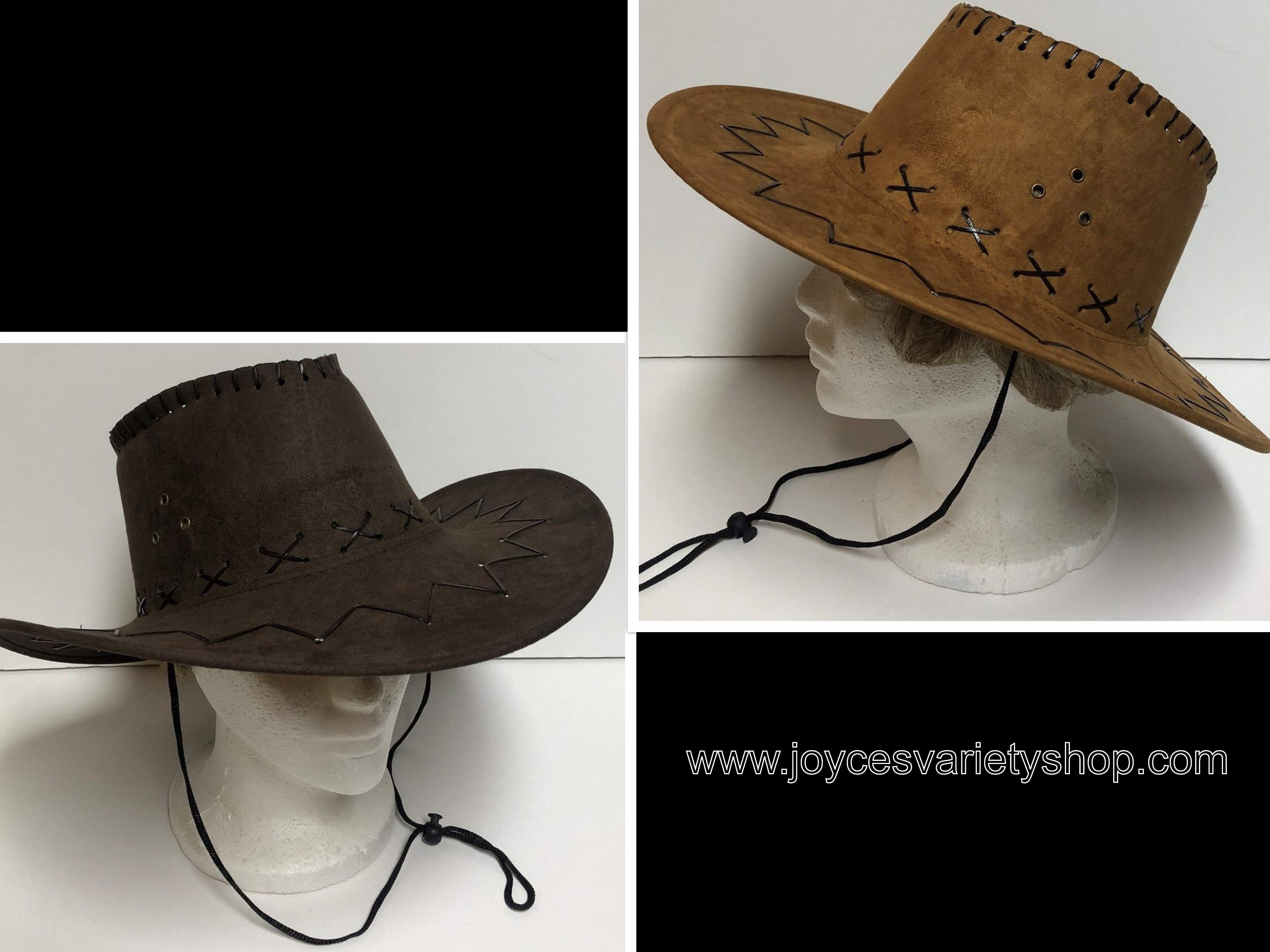 Western Cowboy Hat Faux Suede Light Brown or Dark Brown Adult One Size