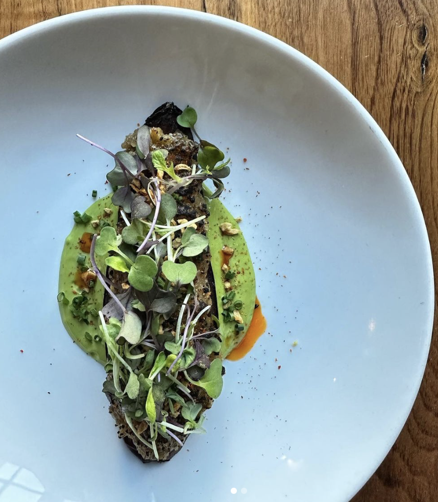 With Radish Sprouts, Summer Pea Puree, Chile Oil