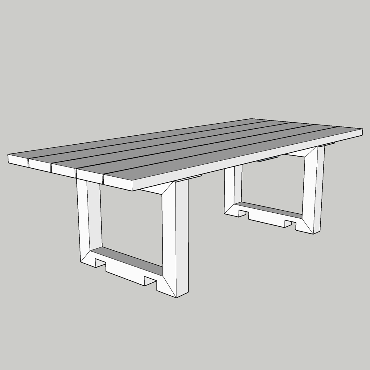 Oak sleeper patio table design