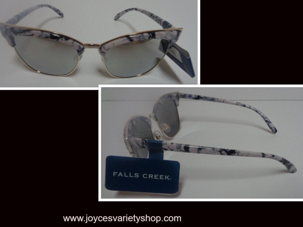 Falls Creek Faux Marble Sunglasses NWT 100% UV Protection