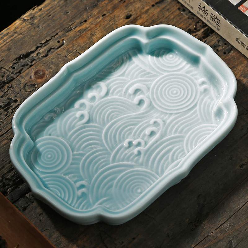 Assiette Porcelaine Vagues Bleu