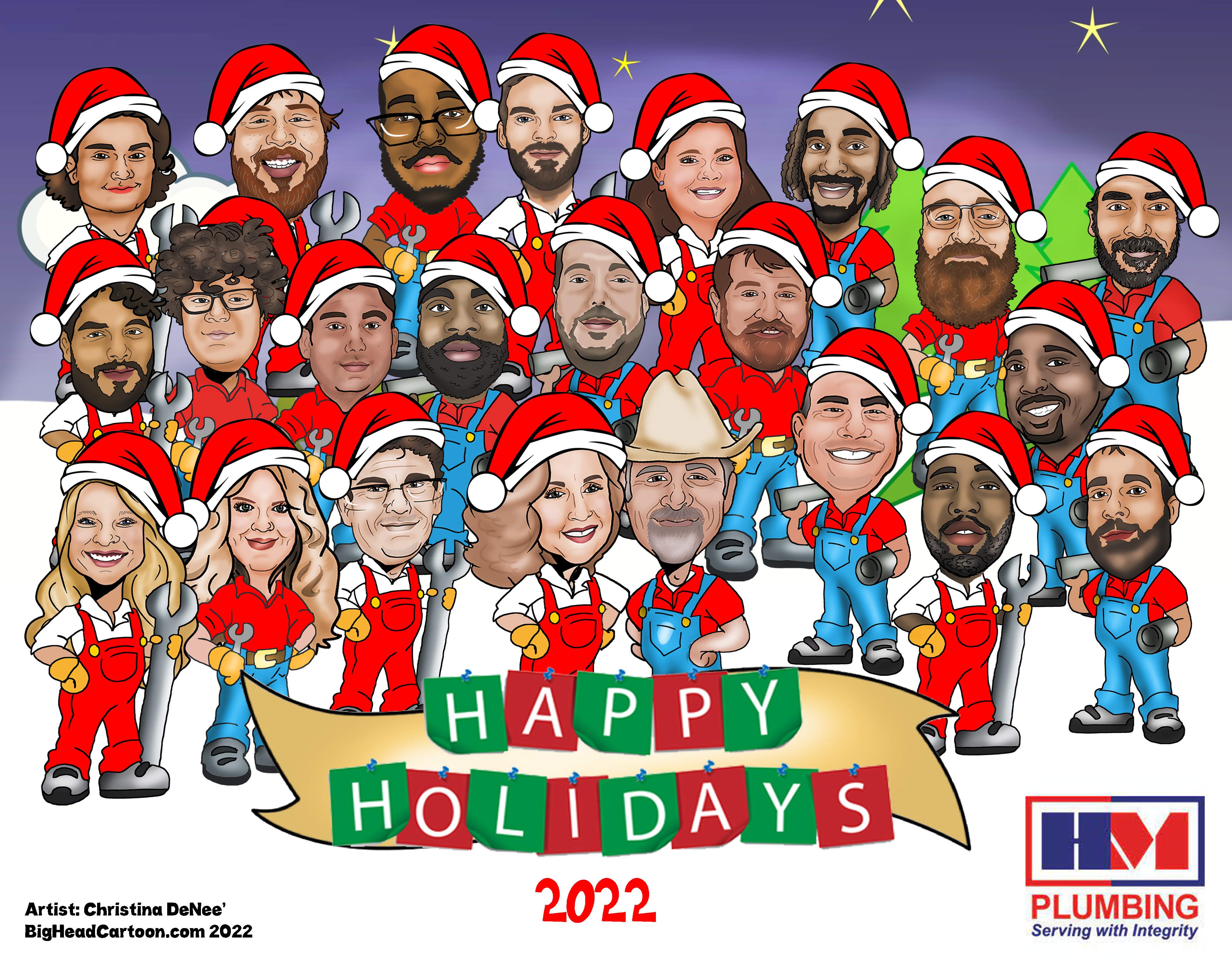 Company Holiday Card, Corporate Holiday Card, Corporate Holiday Gift Ideas, Company Gift Ideas, Team Gift Ideas, Corporate Holiday, Caricatures, Holiday Card Caricatures, Holiday Caricatures, Christmas Card Ideas, Big Head Cartoon, Caricature Artist, Caricatures from photos