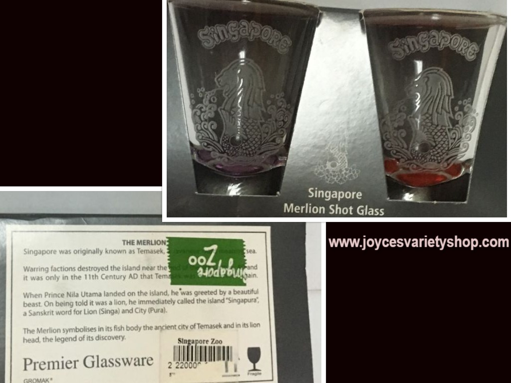Singapore Merlion Shot Glasses Set of Two
