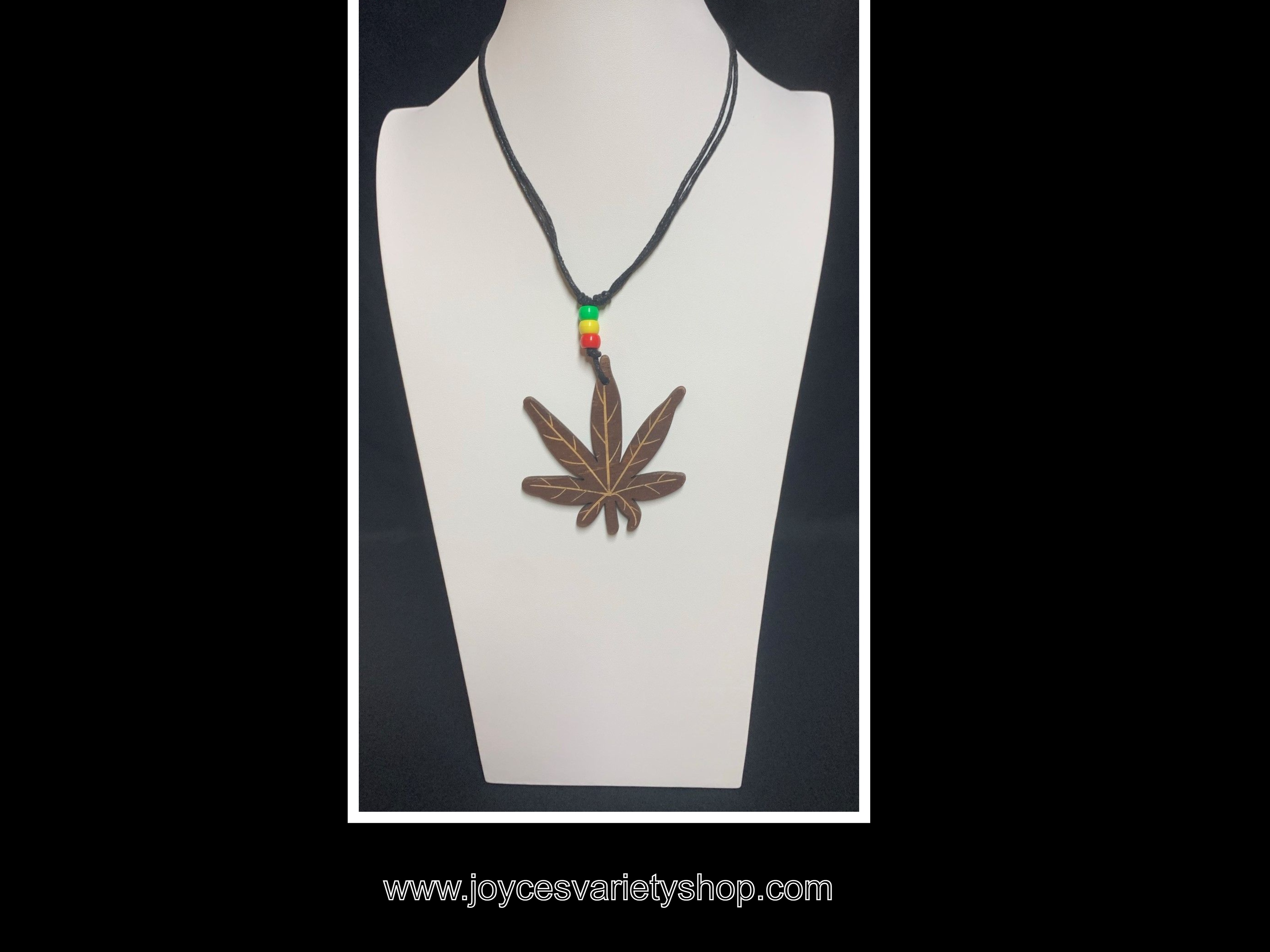 Wood Marijuana Leaf Pendant 16" Necklace Fashion Jewelry