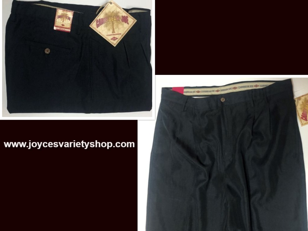 Caribbean Joe Dress Pants Men's 40 x 34 Black Pin Stripe