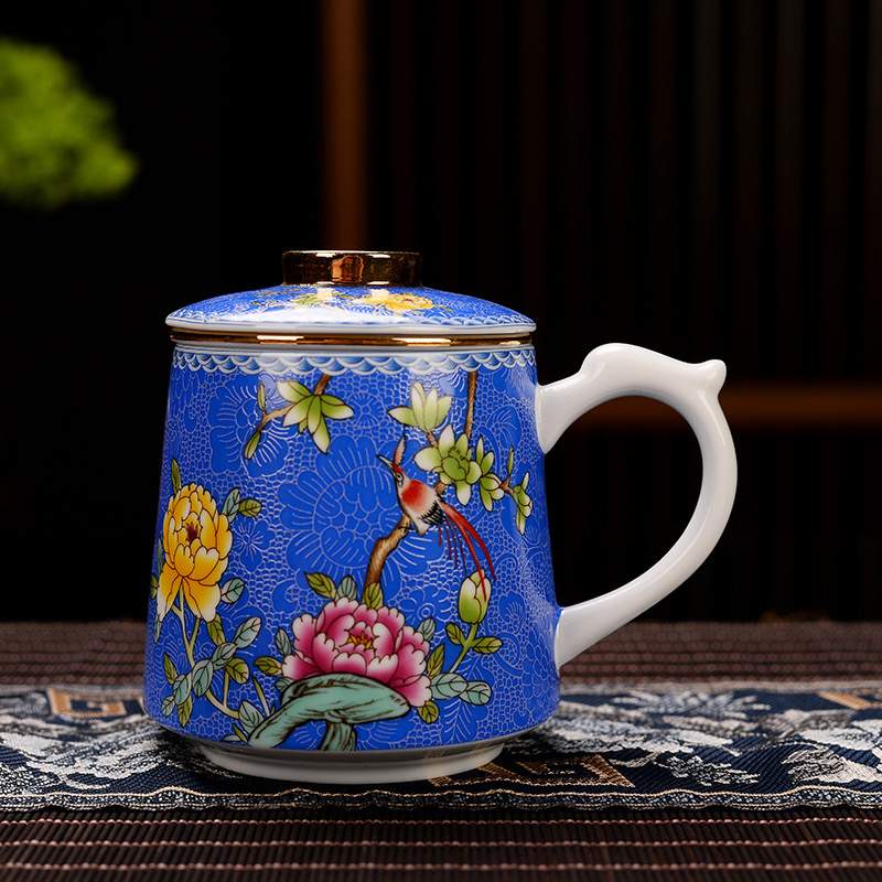 Mug en Porcelaine avec filtre - Bleu