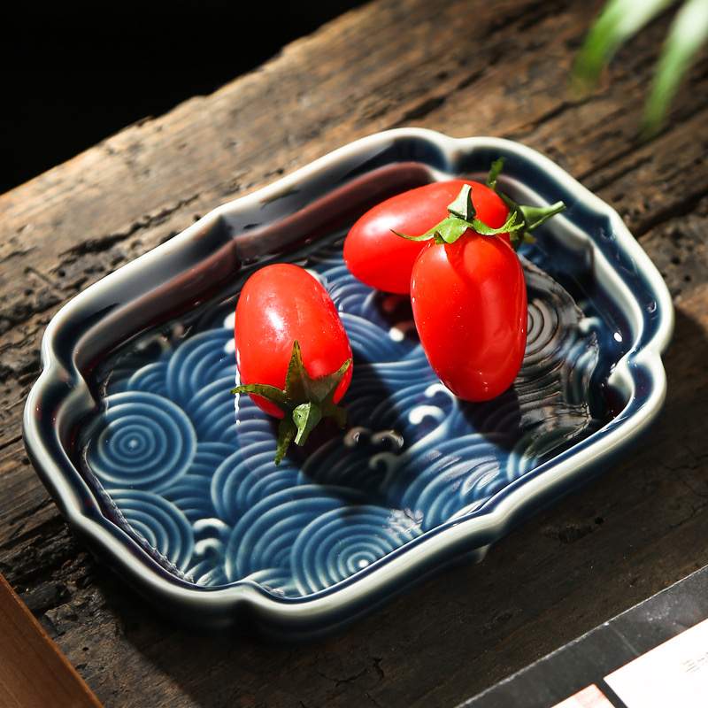 Assiette Porcelaine Vagues Bleu