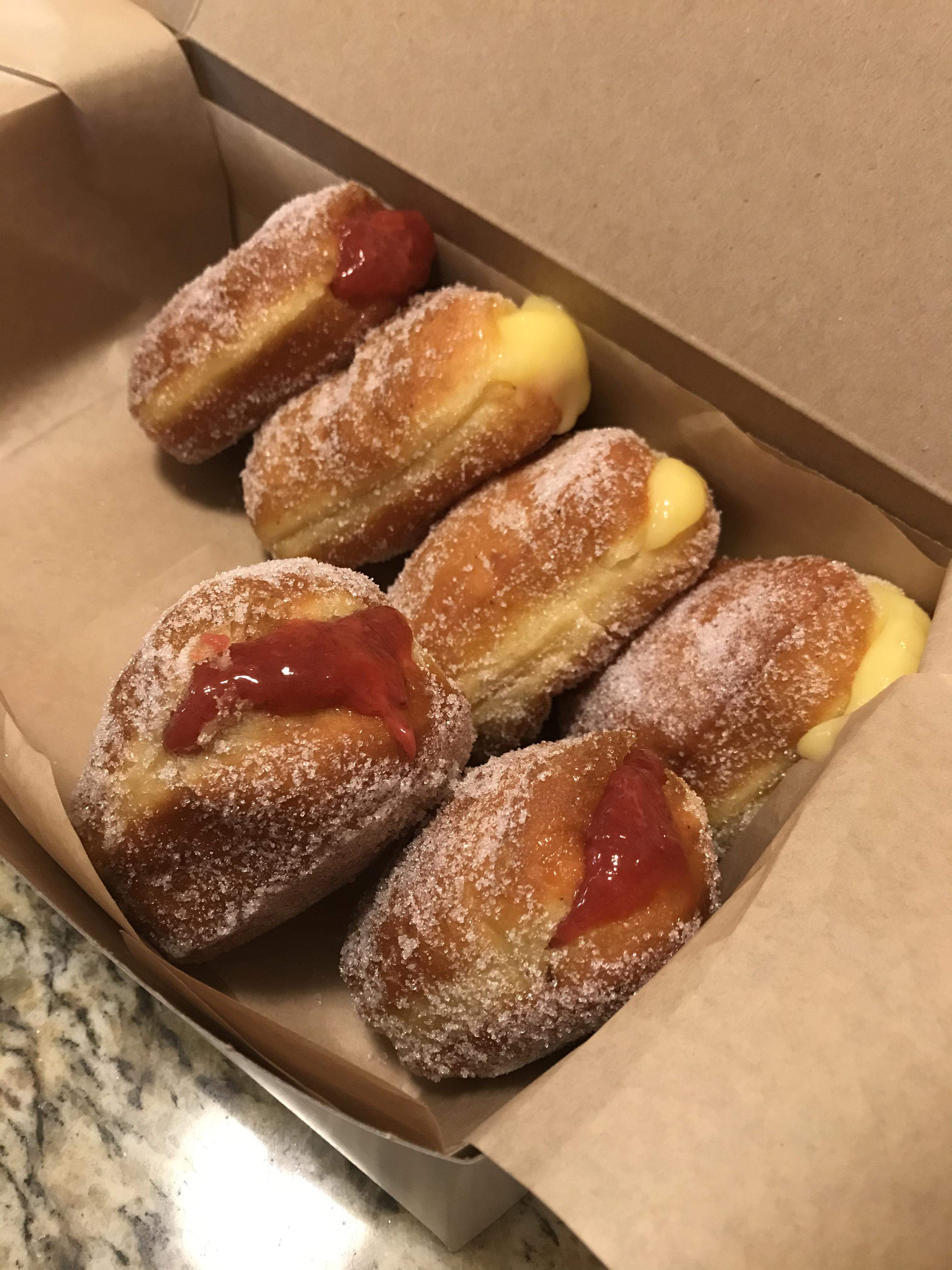 Filled yeast raised doughnuts