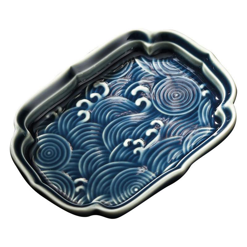 Assiette Porcelaine Vagues Bleu