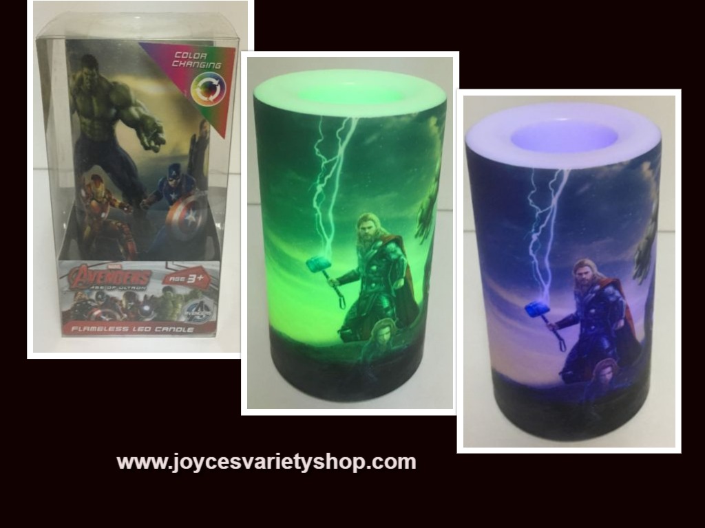 Flameless LED Candle Avengers Flicker Color Changing NIB AA Batteries
