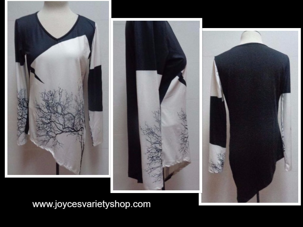 Women's Dress Lily Asymmetric Two Tone Tree Print Shirt