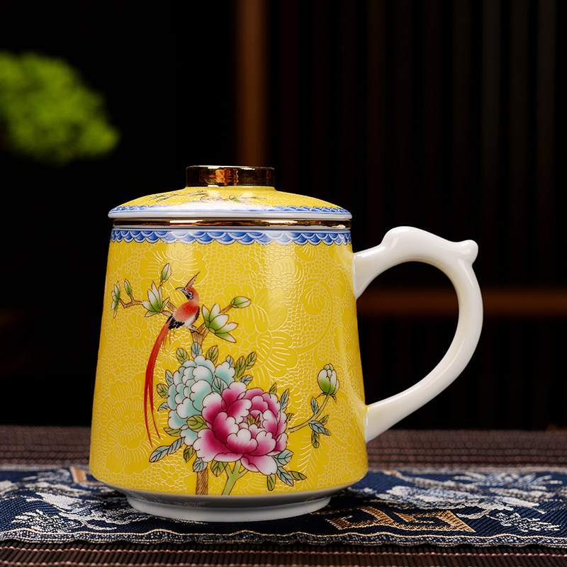 Mug en Porcelaine avec filtre - Jaune Impérial