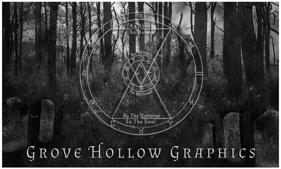grove hollow graphics, custom graphics, wicked wand shoppe, pagan symbols, occult, altar tools