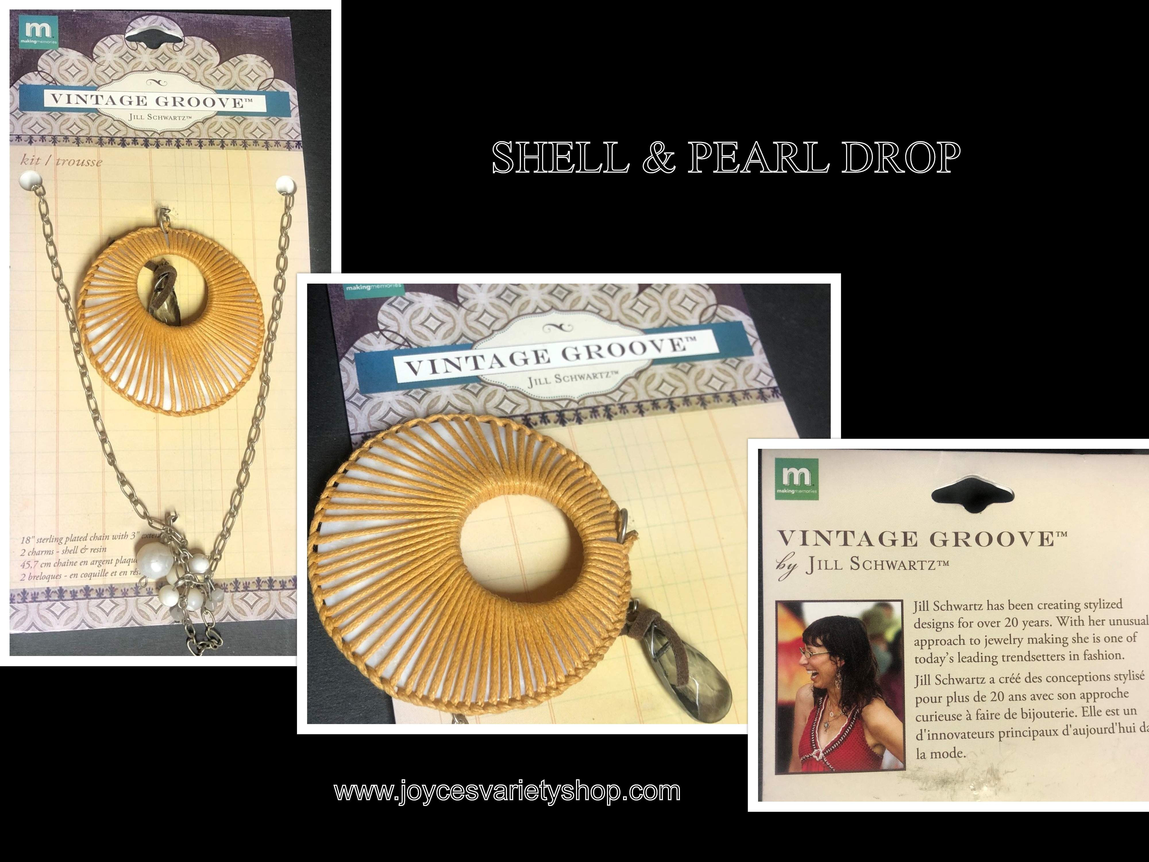 Vintage Groove Shell & Pearl Drop Necklace Designed By Jill Schwartz 18"