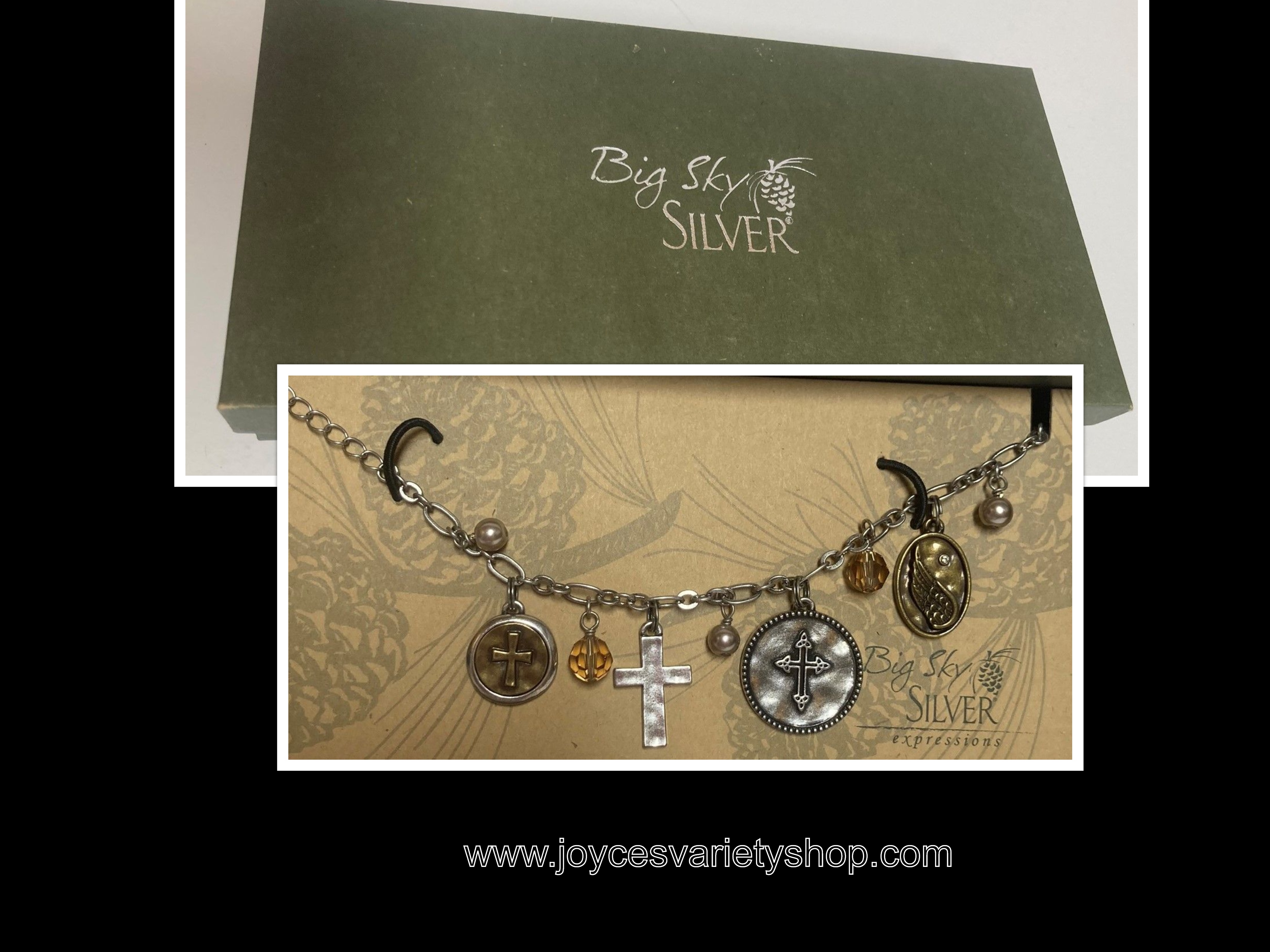 Big Sky Silver Plated Faith Charm Bracelet 7" New