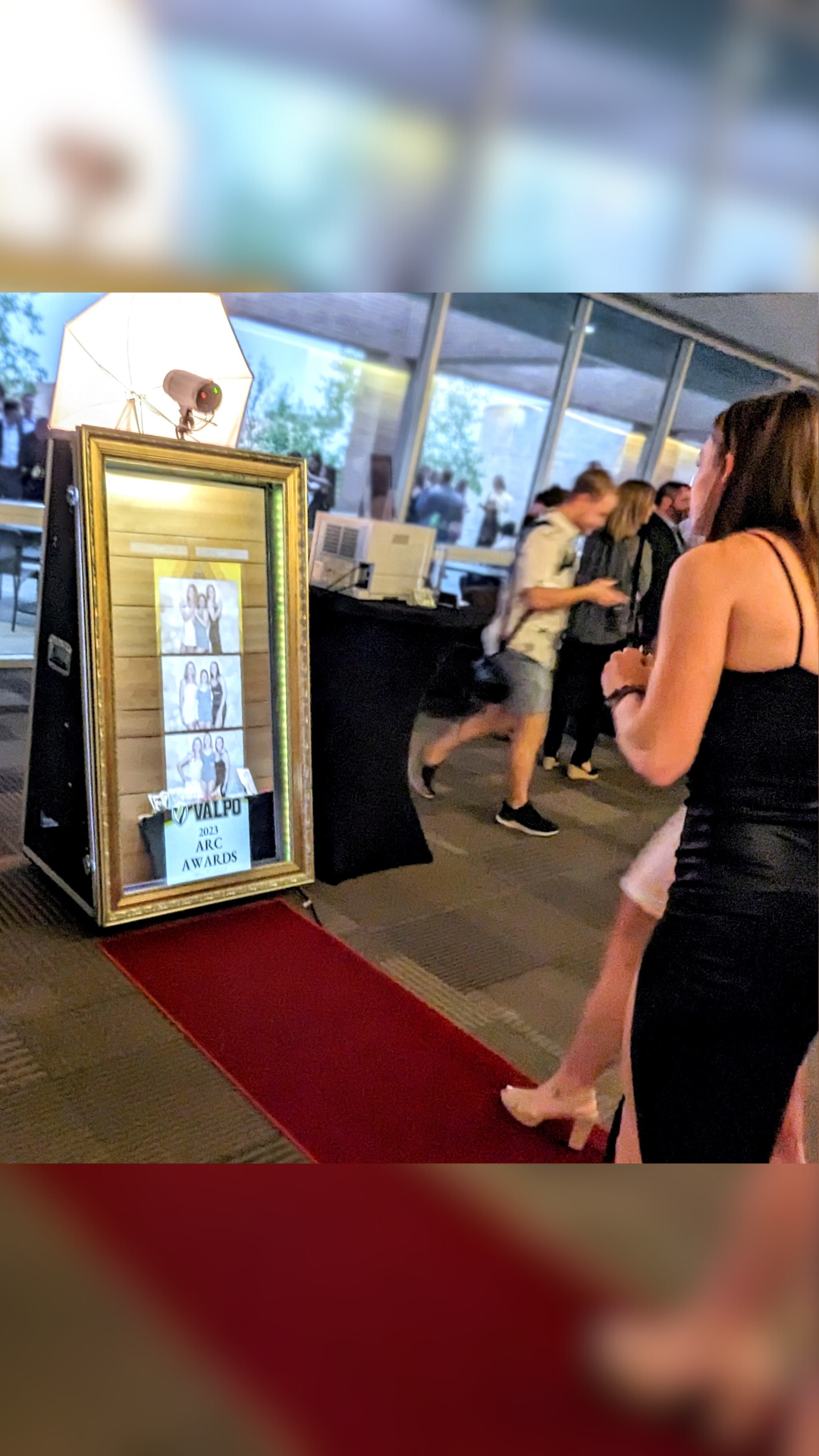 Magic Mirror Photo Booth in use at an awards ceremony in Valparaiso, Indiana