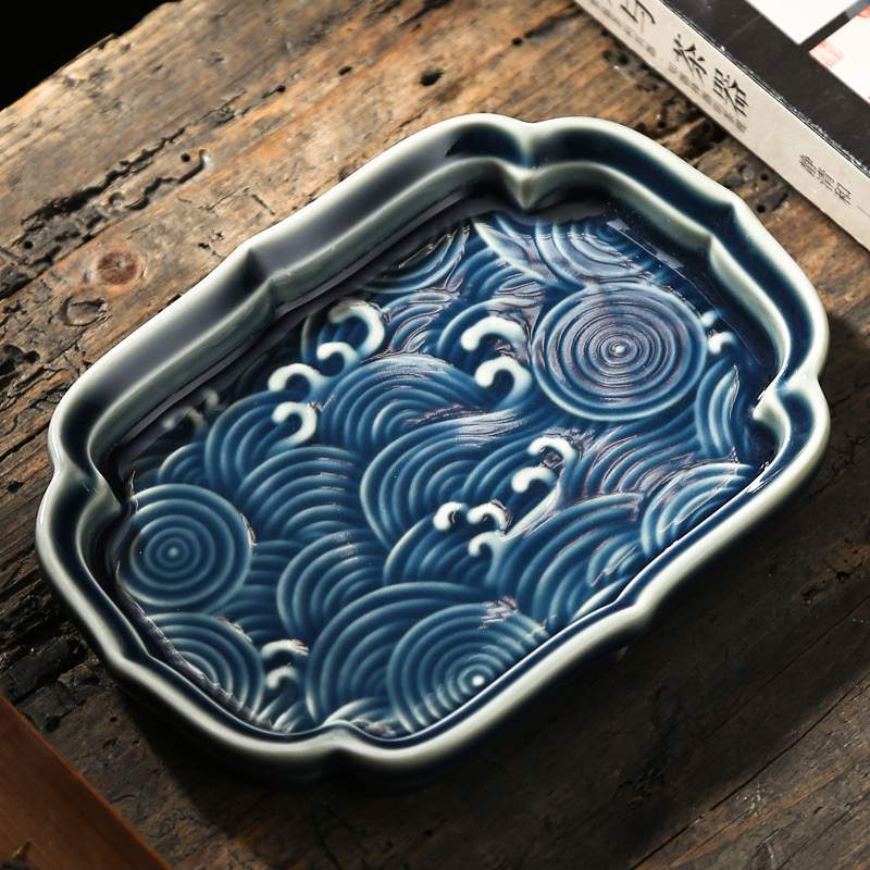 Assiette Porcelaine Vagues Bleu