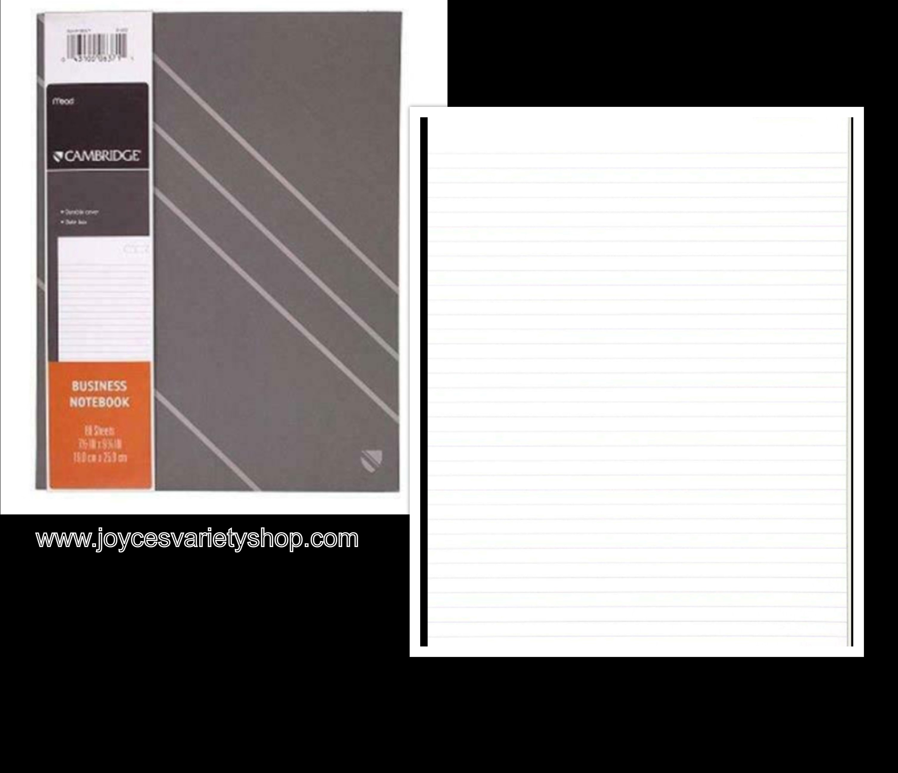Mead Cambridge Business Notebook, 80 Sheets, 7 1/2" x 9 7/8" (06371) Gray