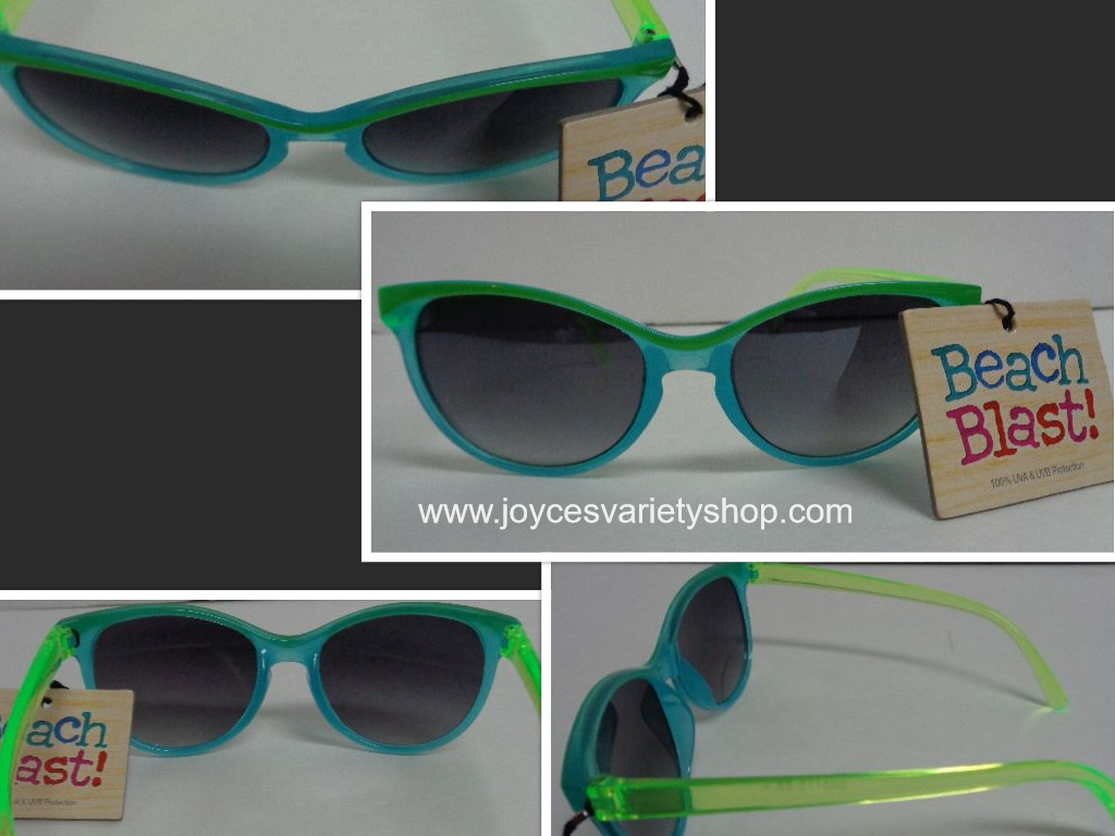 Foster Grant Beach Blast Sunglasses 100% UVA UVB Protection Blue & Green