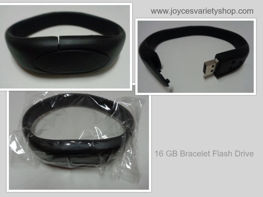 16GB USB 2.0 Memory Stick Flash Pen Drive Black Wristband Bracelet NWT