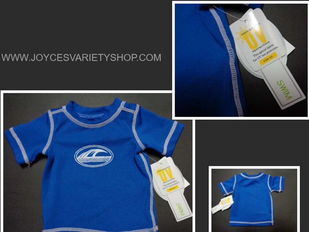 Koala Baby Boys Newborn Swim Shirt NWT Short Sleeves UV Protection UPF 50 Blue