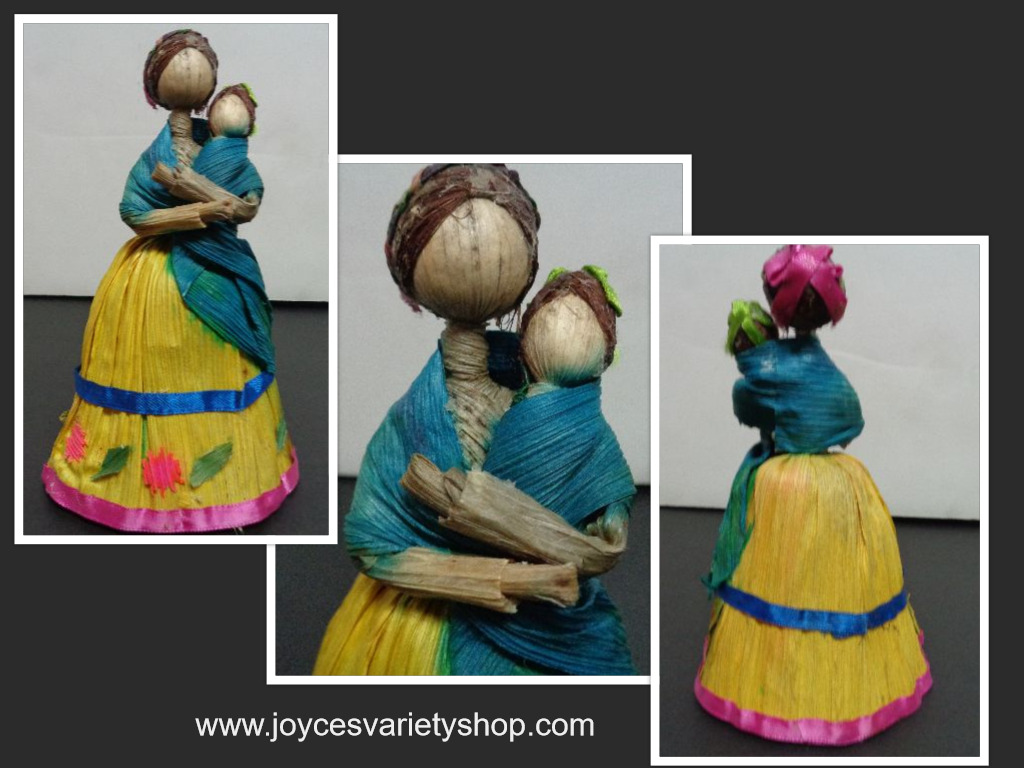 Chapala Mexico Handmade Corn Husk Doll Mother & Child
