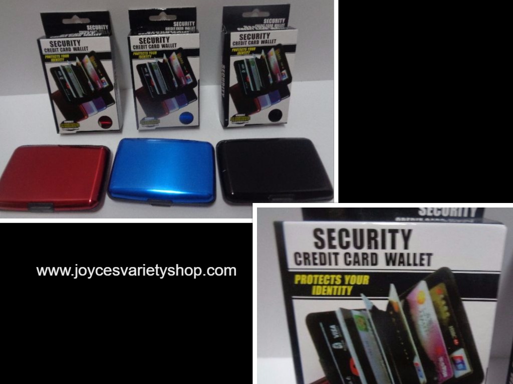 Security Credit Card Wallet Blocks RFID Scanning NIB Various Colors Aluminum