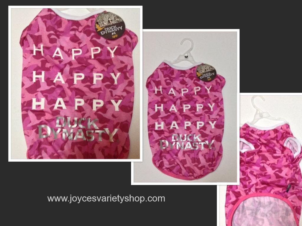 Pink Duck Dynasty Pet Shirt NWT Sz Large 16-18 HAPPY HAPPY