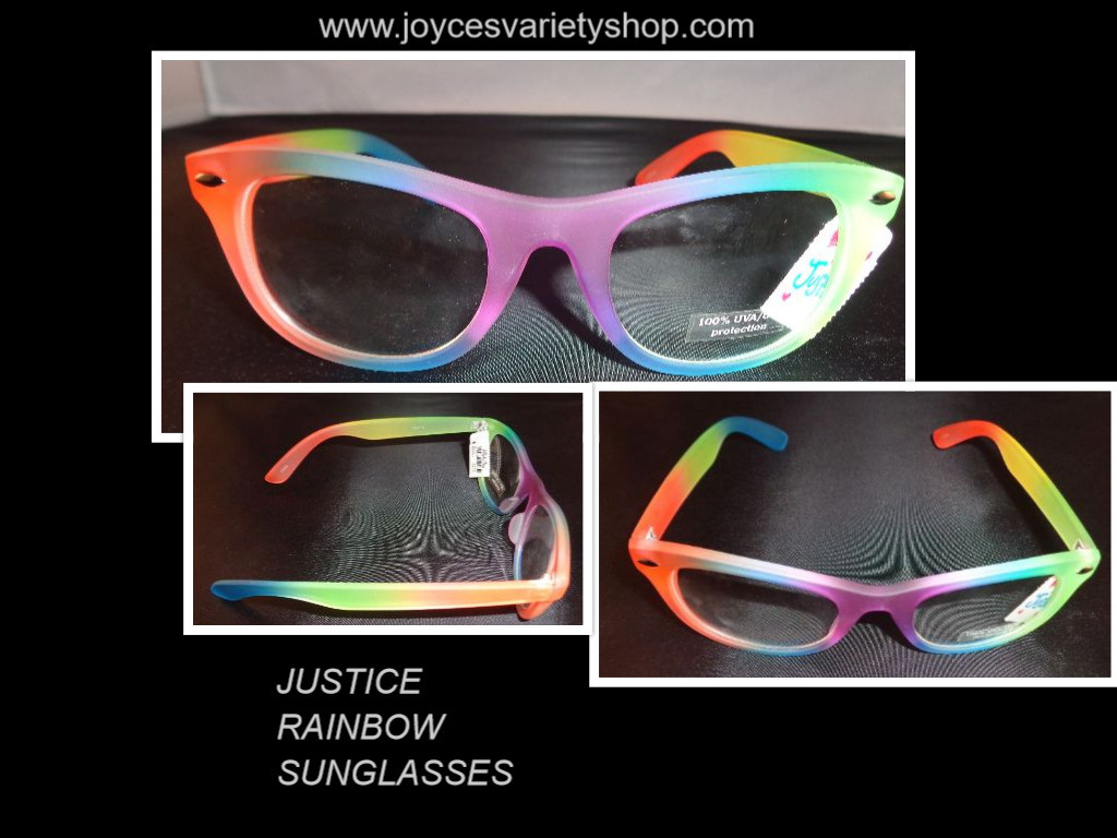 Justice Women's Sunglasses Rainbow Color NWT 100% UVA UVB Protection