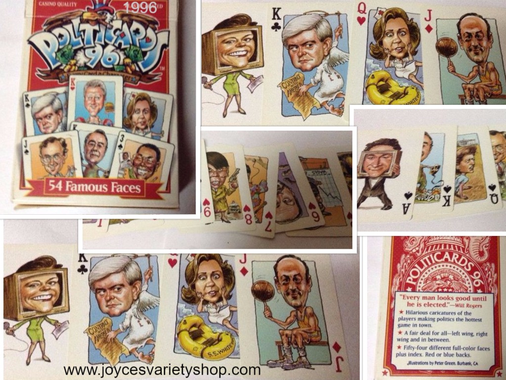 1996 Politicards 54 Famous Faces Politicians Casino Quality Playing Cards