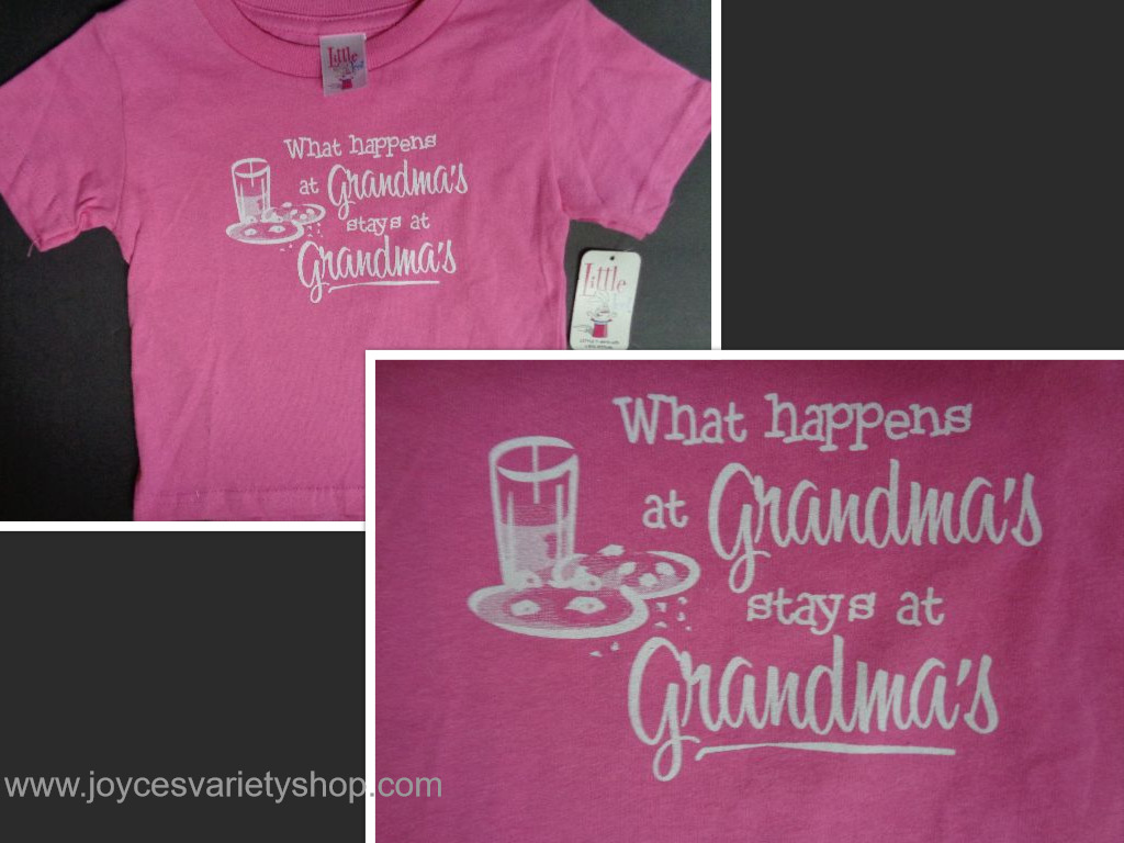 WHAT HAPPENS AT GRANDMA'S STAYS AT GRANDMA'S Toddler T-Shirt Sz 2T