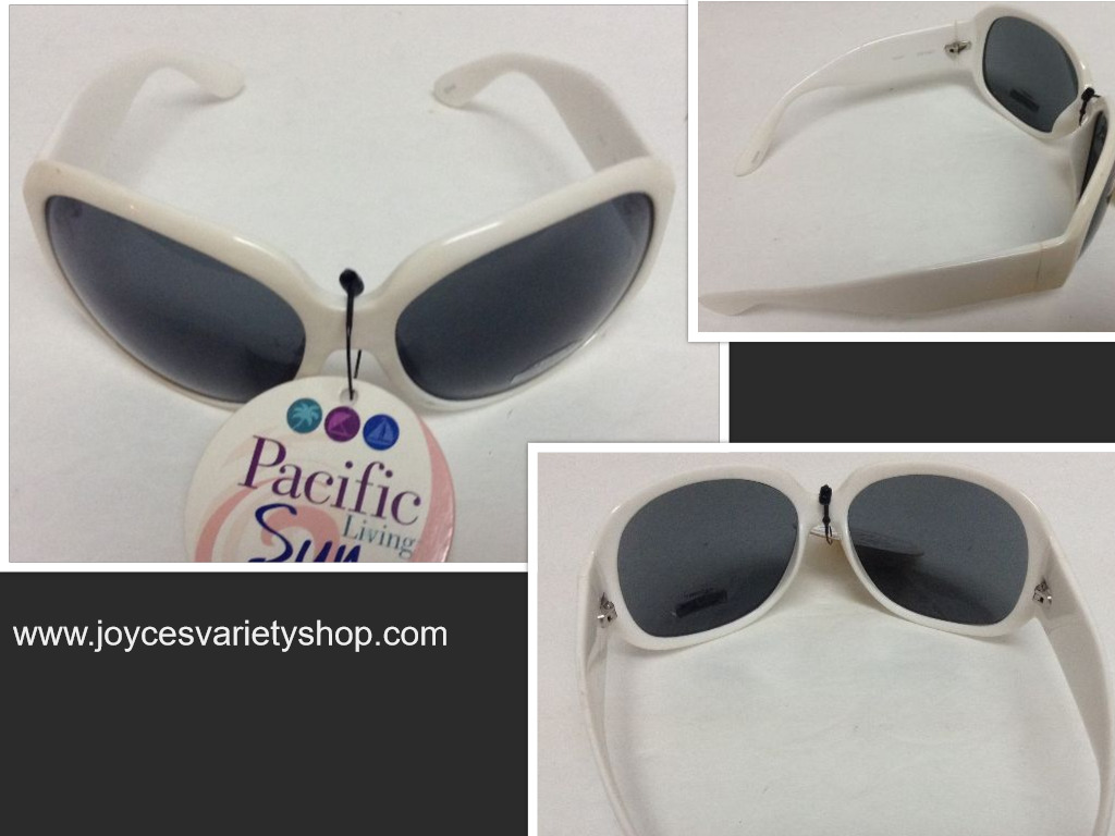 Pacific Sun White Frame Sunglasses 100% UV Protection