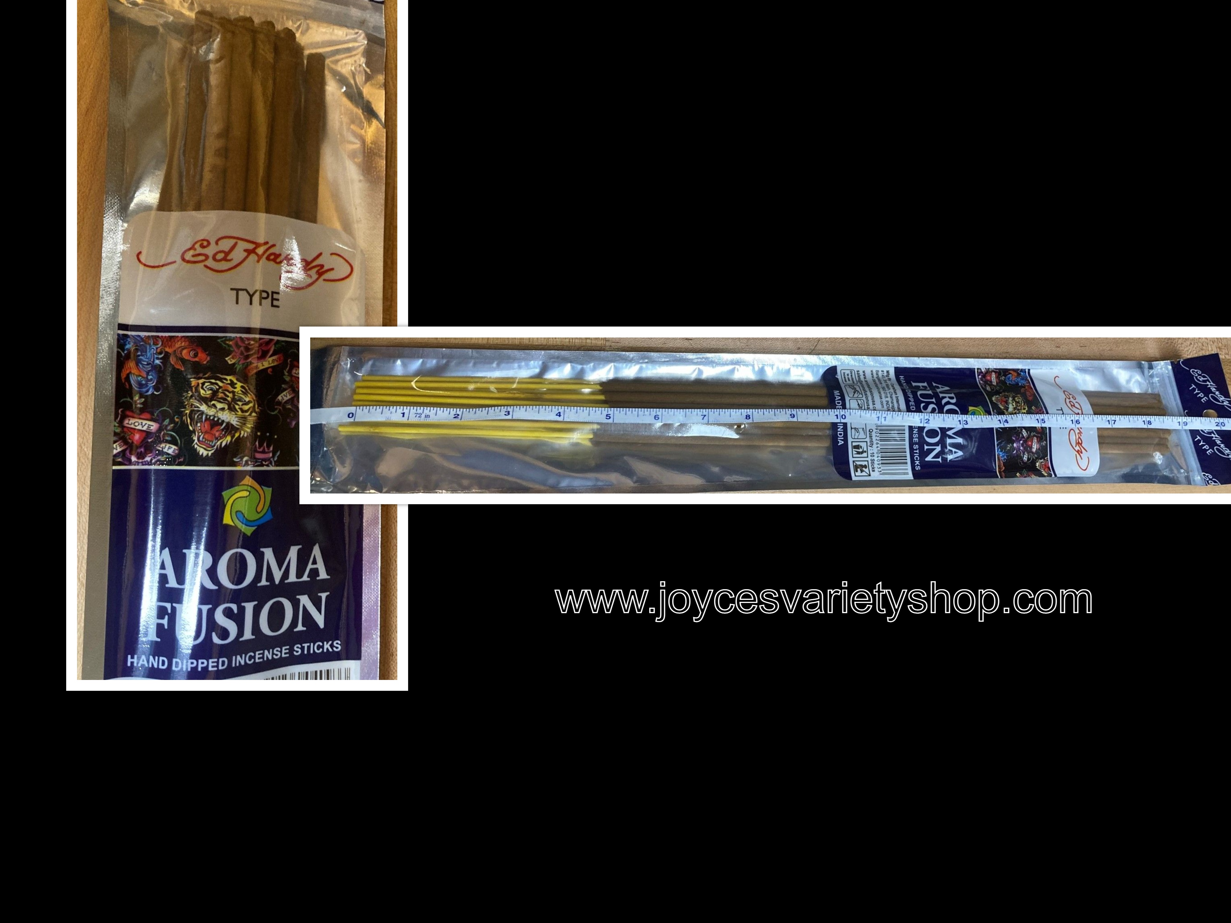 Aroma Fusion Incense 19" Stick Hand Dipped Ed Hardy & Many Types 10-11 Per Pack