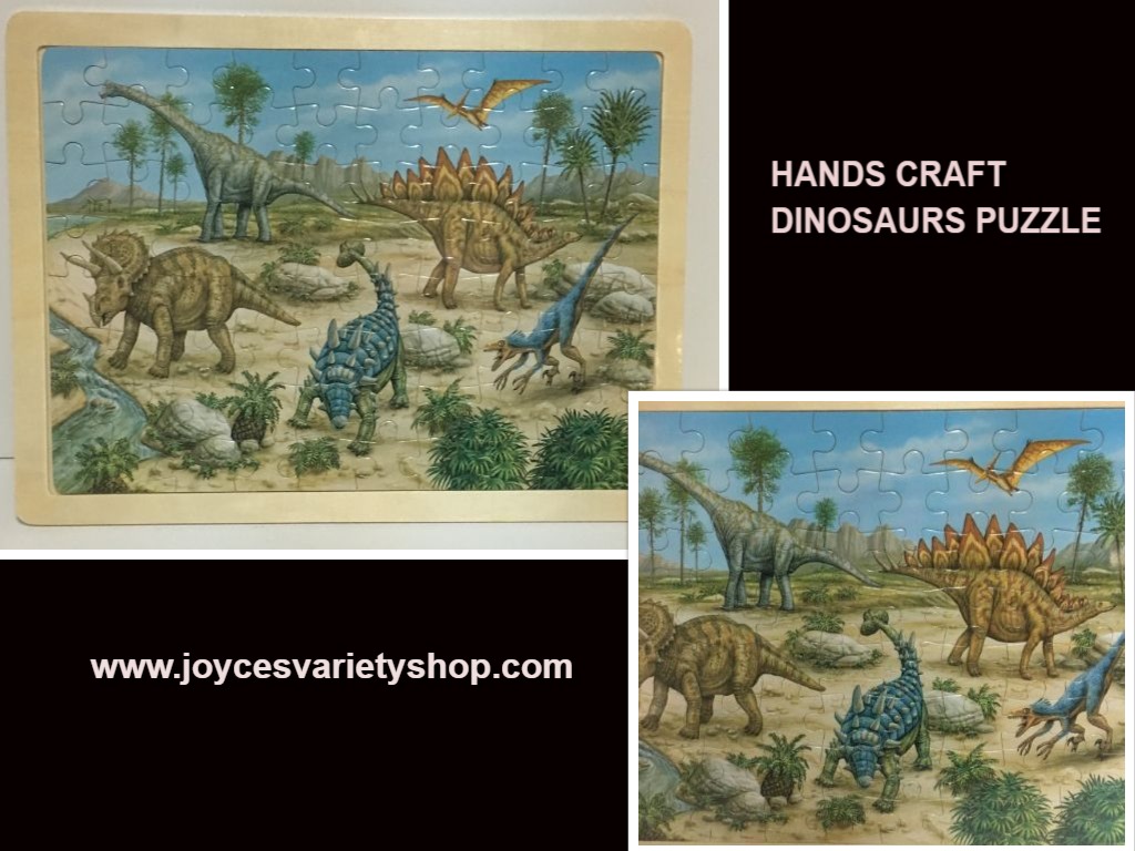 Hands Craft Wood Frame Dinosaurs Jigsaw Puzzle 80 Piece 9" x 12" Ages 5+