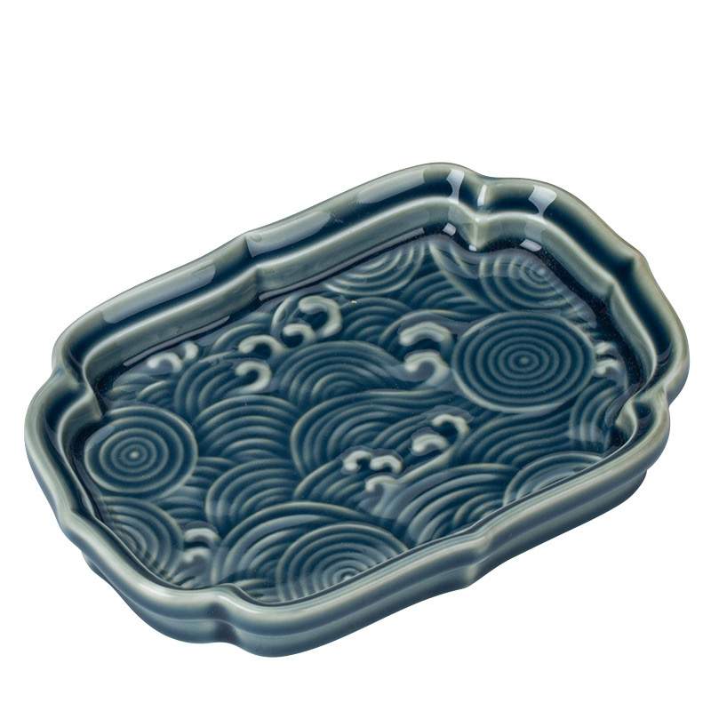 Assiette Porcelaine Vagues Bleu Ji Lan